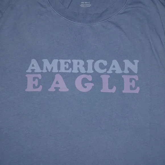 American Eagle Dusty Blue Logo Graphic Tee - Size XS - EUC - Picture 5 of 14